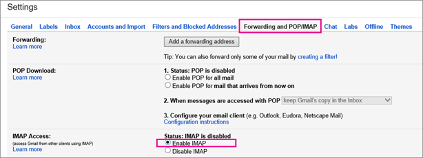 Imap settings for gmail