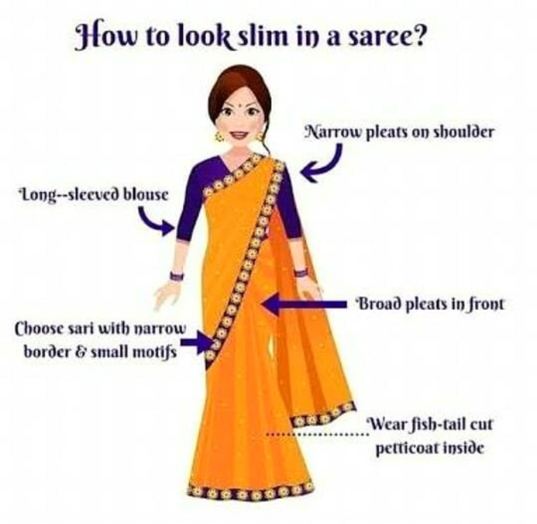 how to wear a saree to look slim