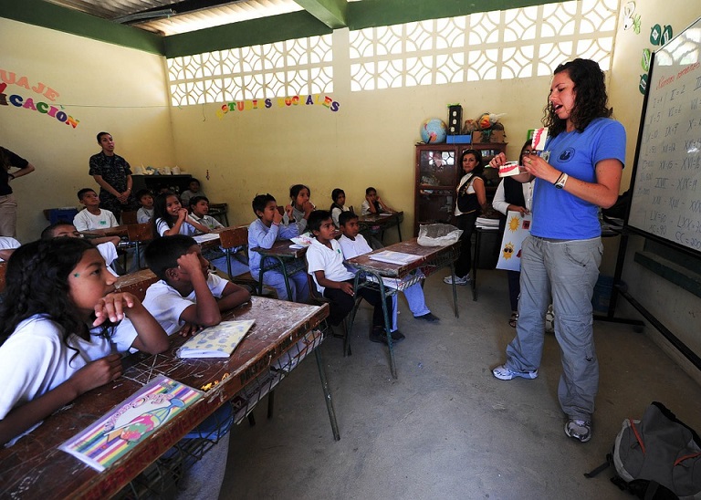 teacher with students